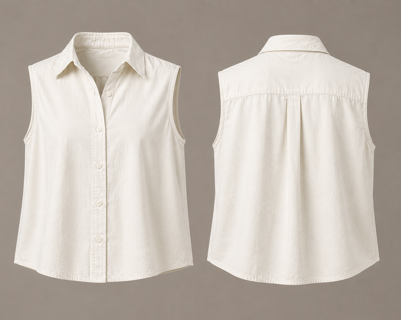 Ivory Sleeveless Button-Up Blouse