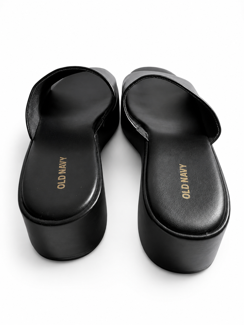 Old Navy Black Platform Slide Sandals