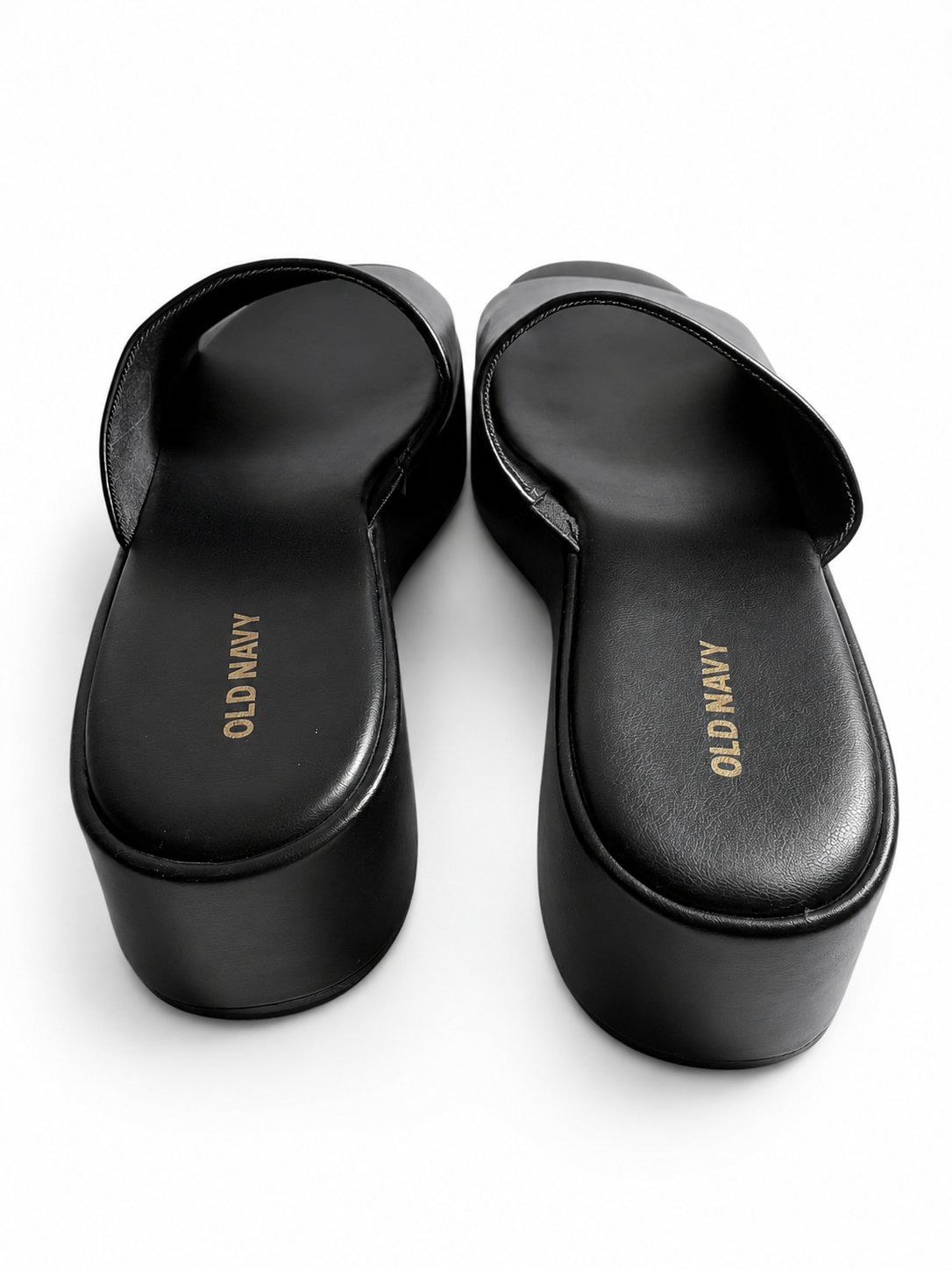Old Navy Black Platform Slide Sandals