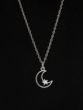Handmade Silver Moon & Star Pendant Necklace