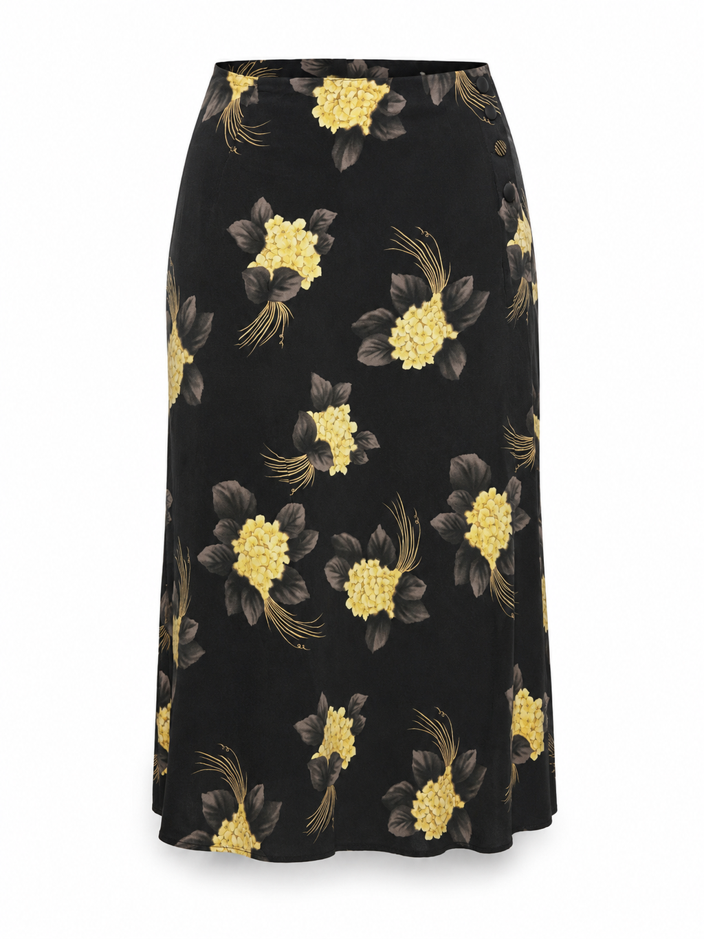 Vintage Black Floral Midi Skirt