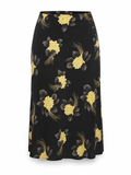 Vintage Black Floral Midi Skirt