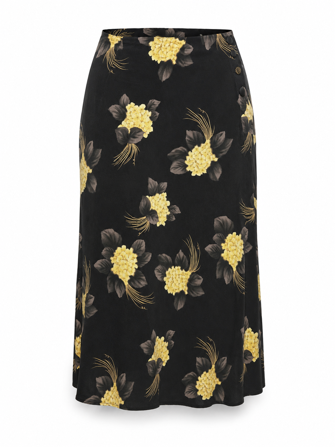 Vintage Black Floral Midi Skirt