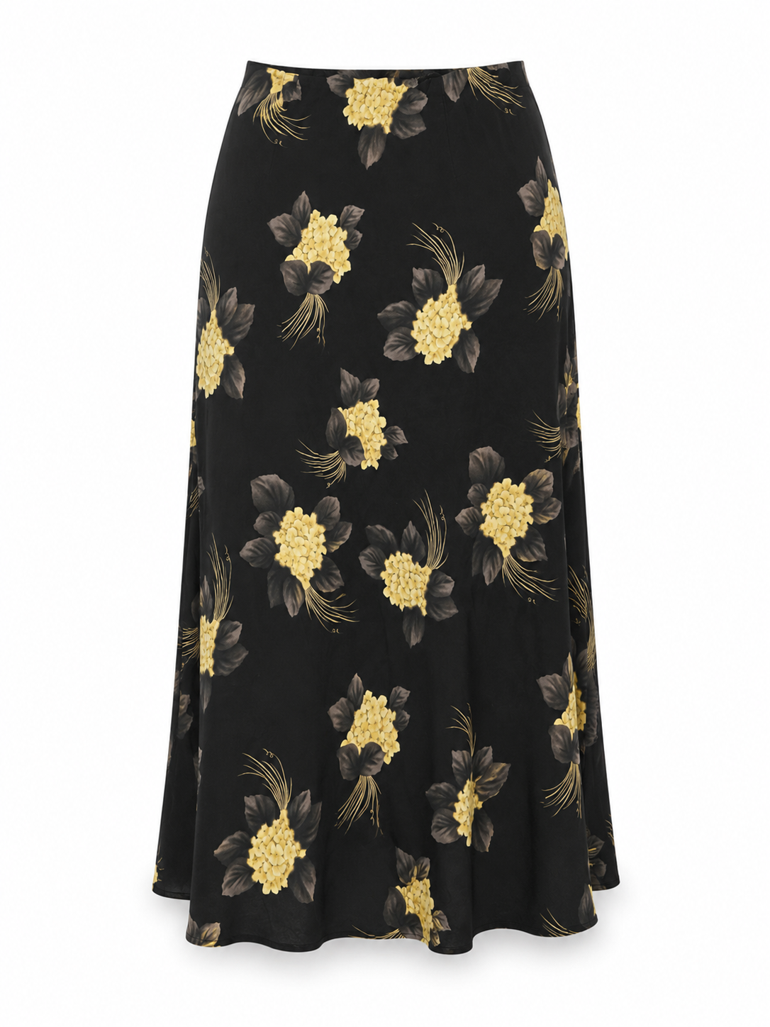 Vintage Black Floral Midi Skirt