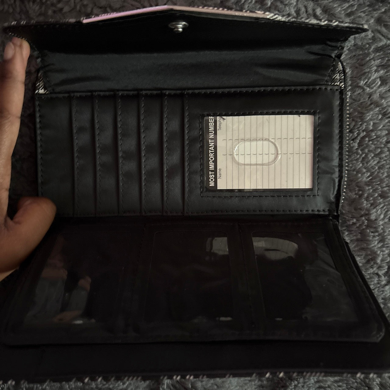 Black & Gray Plaid Envelope Wristlet Clutch