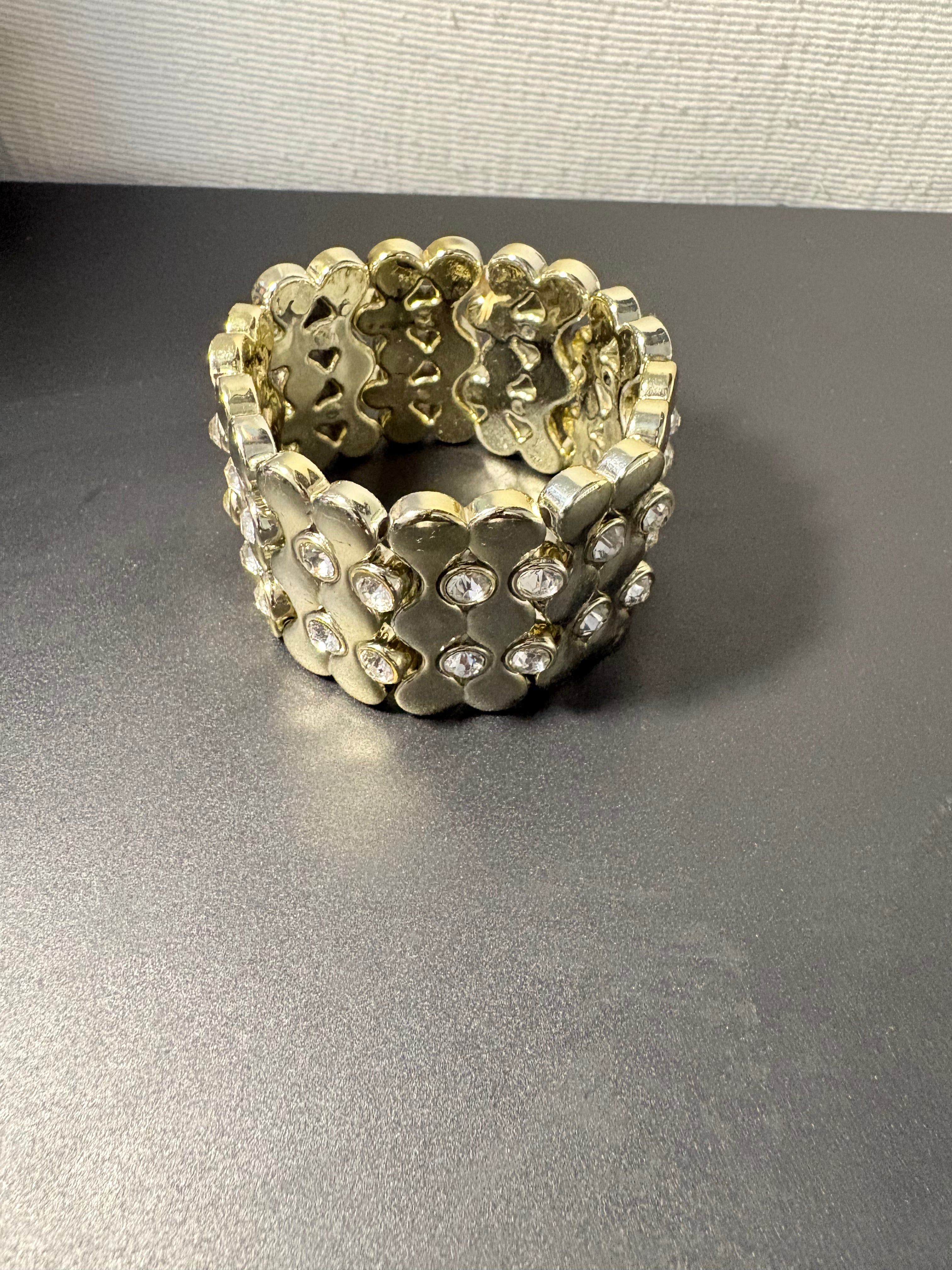 Gold-Tone Rhinestone Stretch Cuff Bracelet