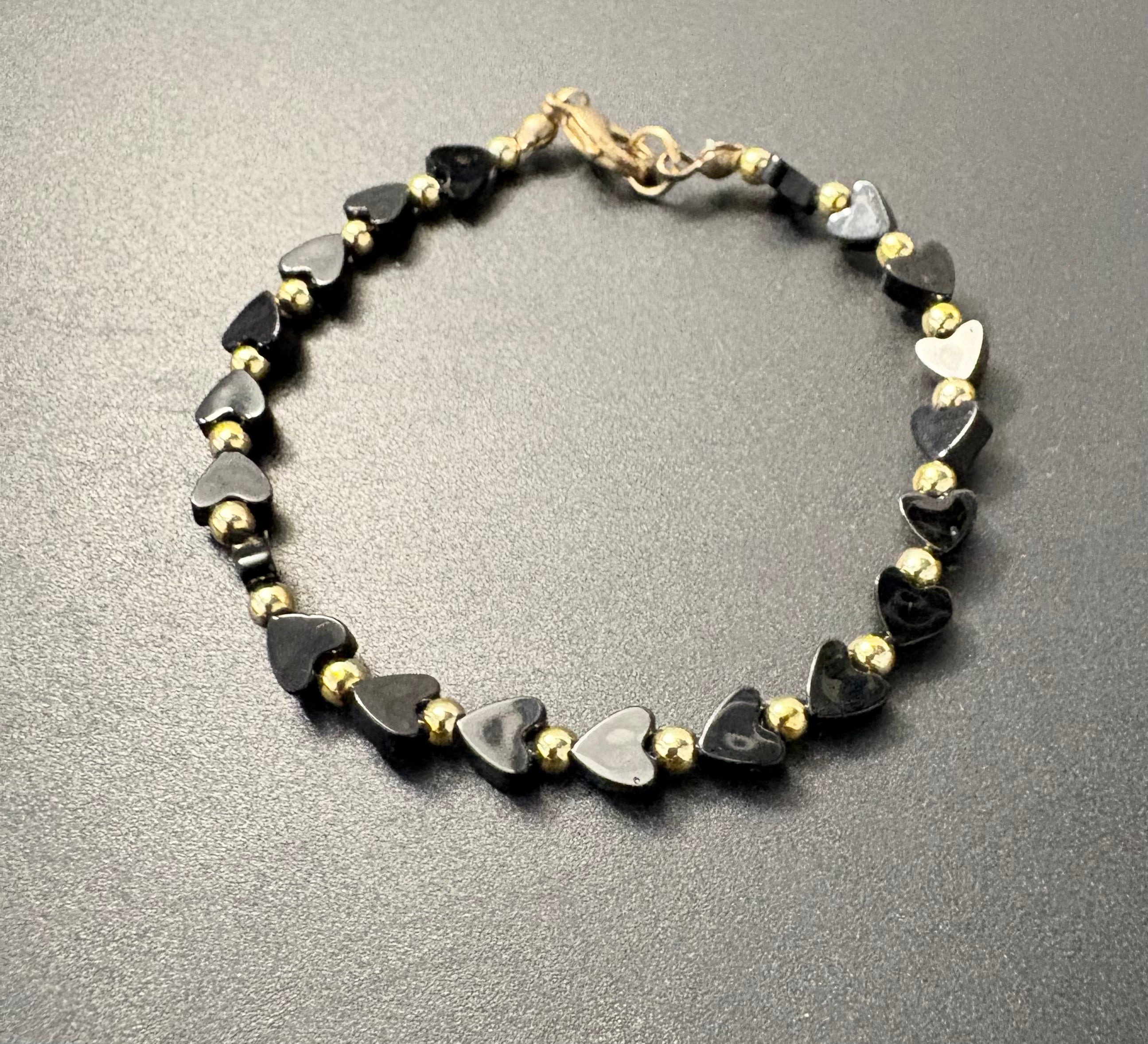 Black Heart Beaded Bracelet
