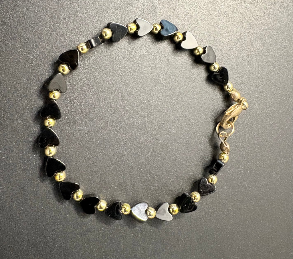 Black Heart Beaded Bracelet