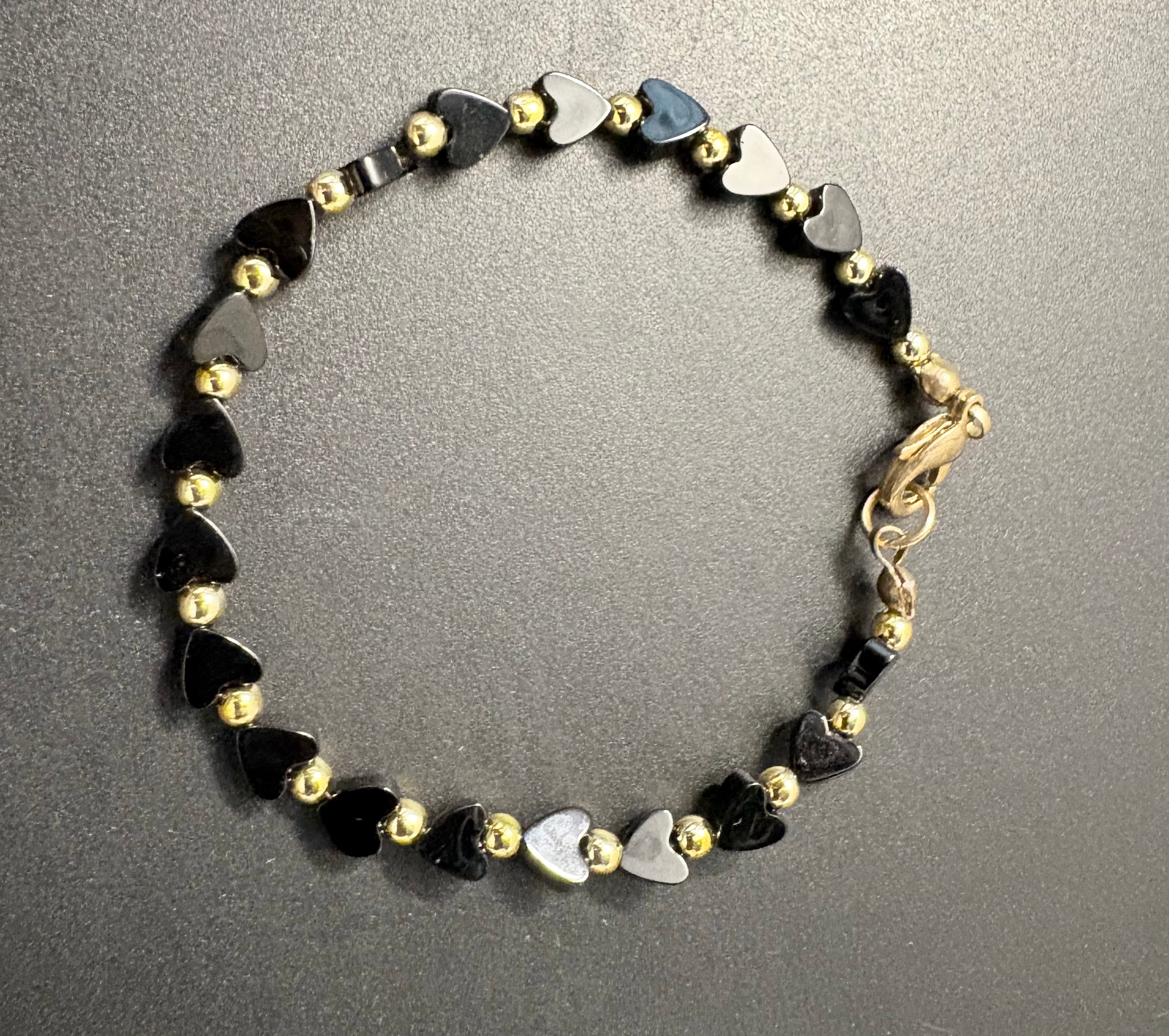 Black Heart Beaded Bracelet