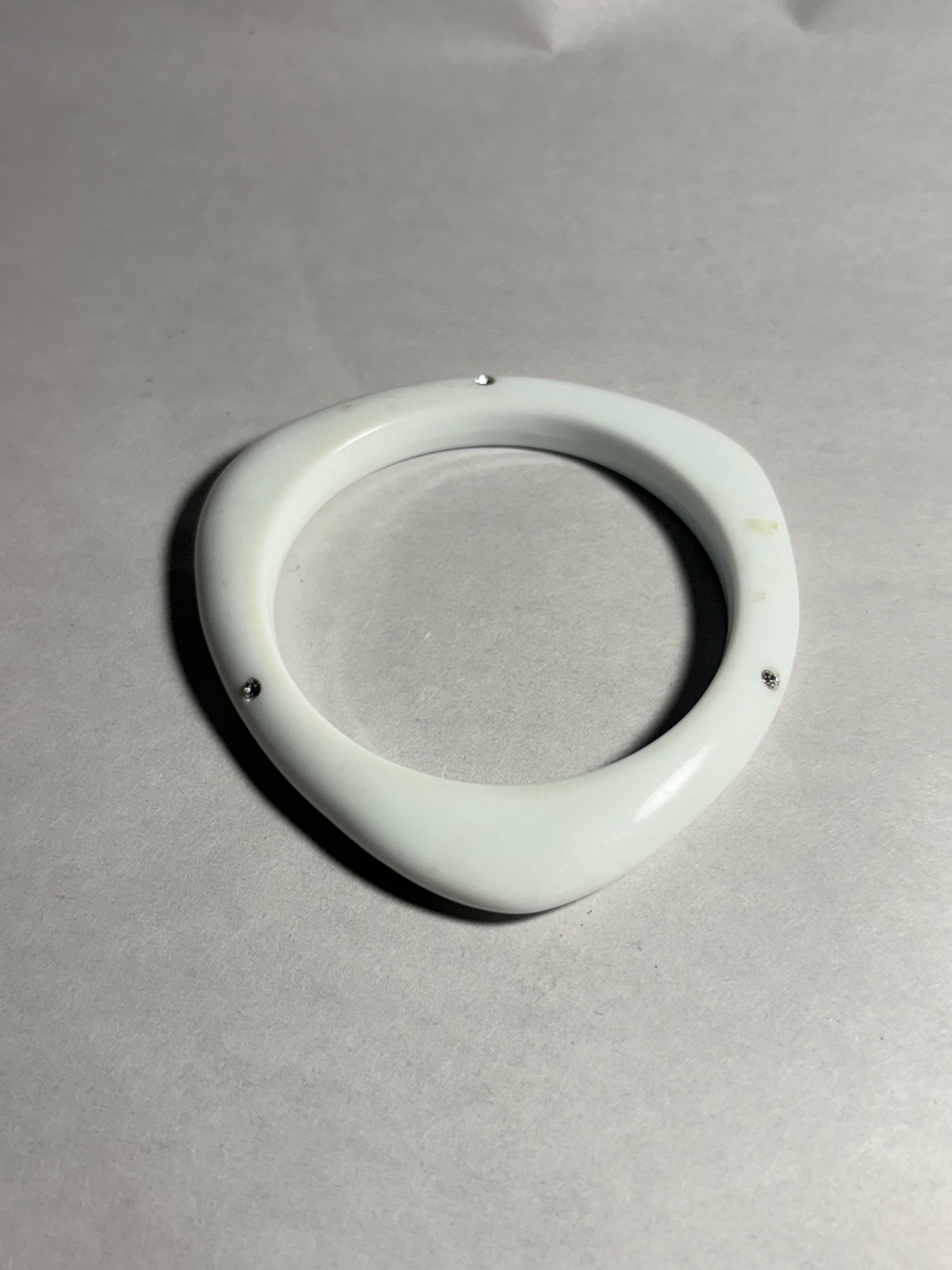 White Geometric Bangle Bracelet