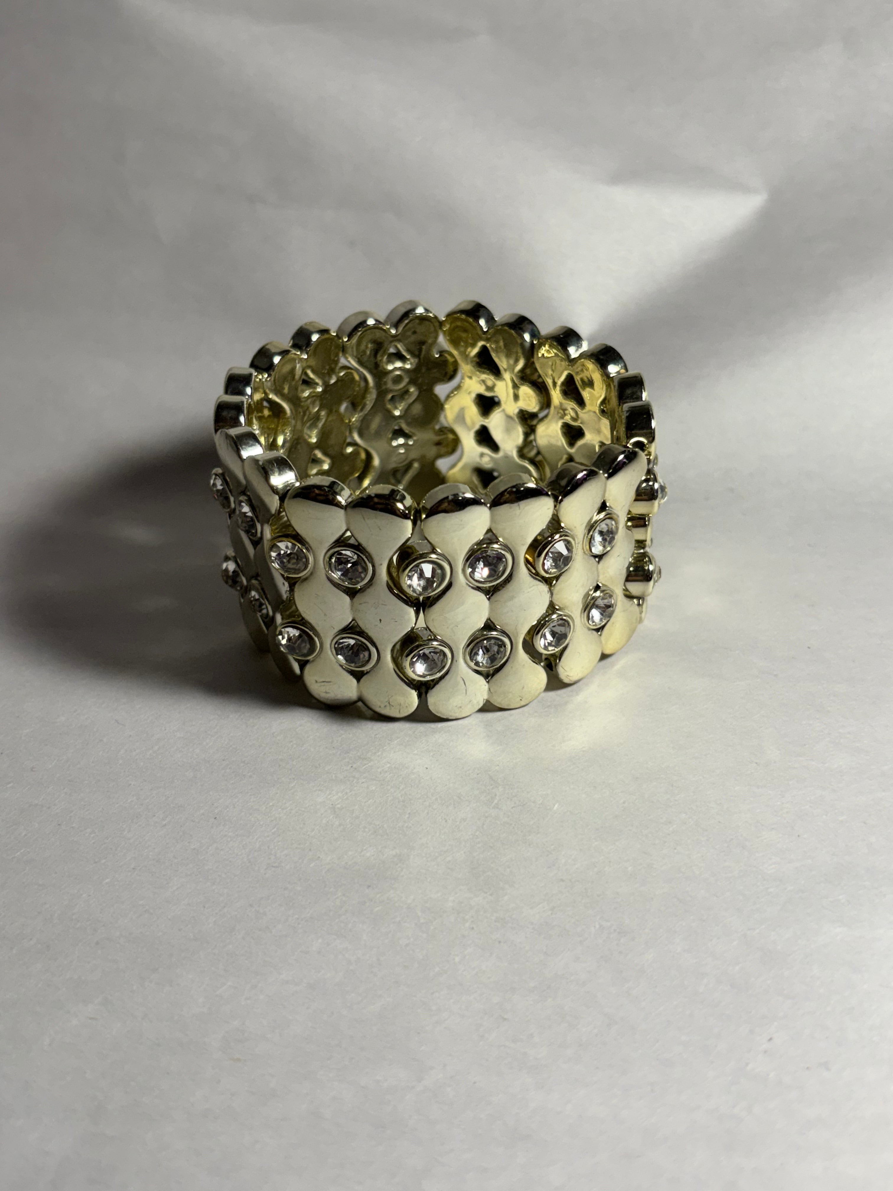 Gold-Tone Rhinestone Stretch Cuff Bracelet