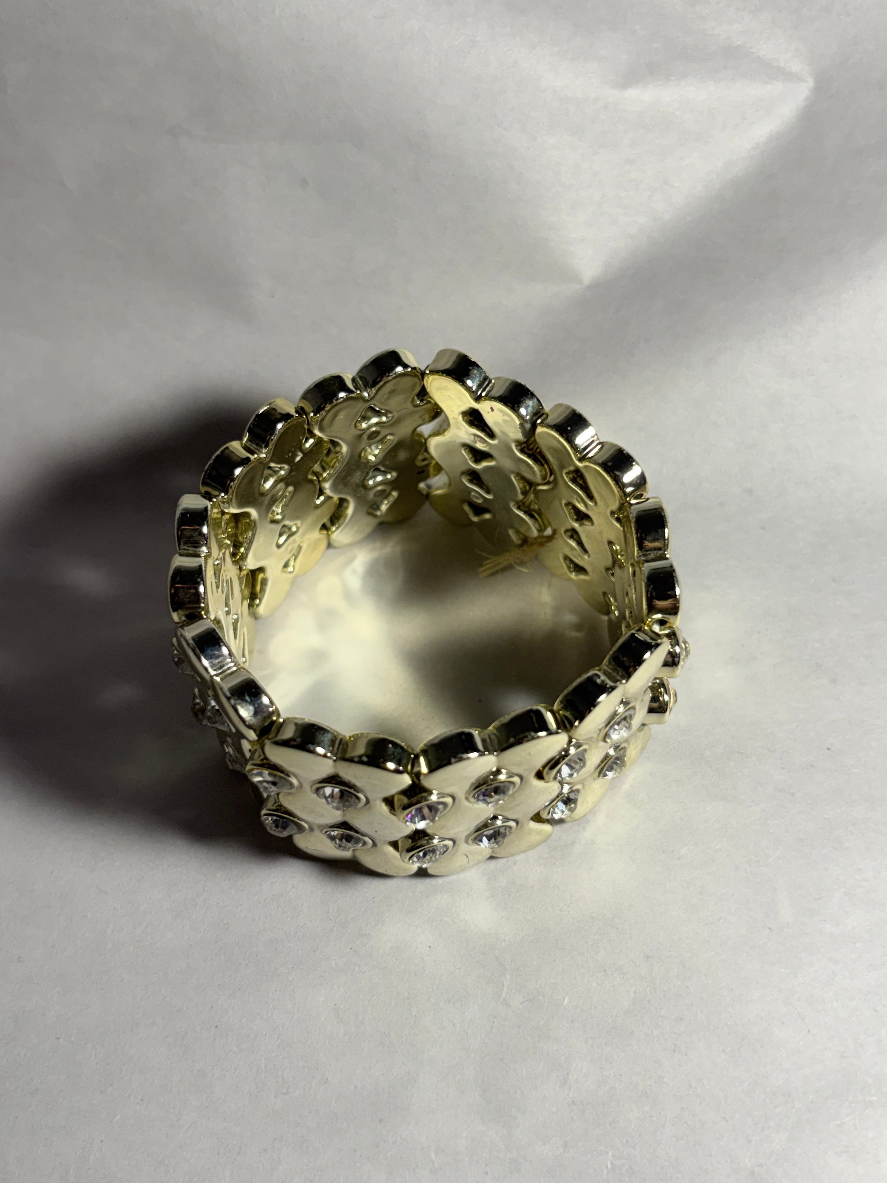 Gold-Tone Rhinestone Stretch Cuff Bracelet