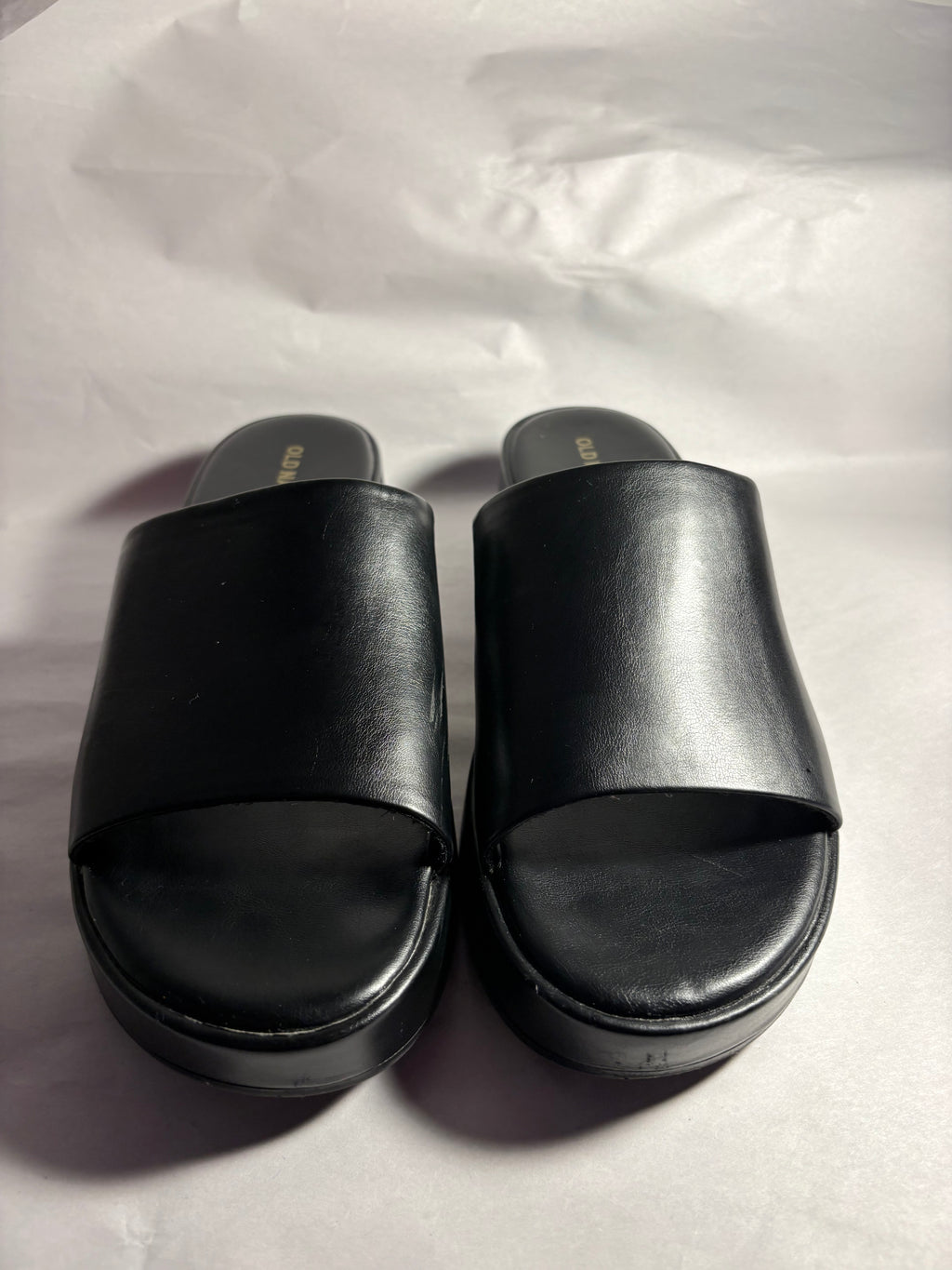 Old Navy Black Platform Slide Sandals