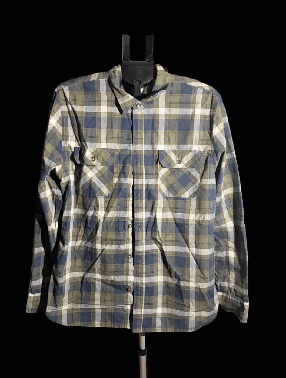 Blue, green long sleeve button up
