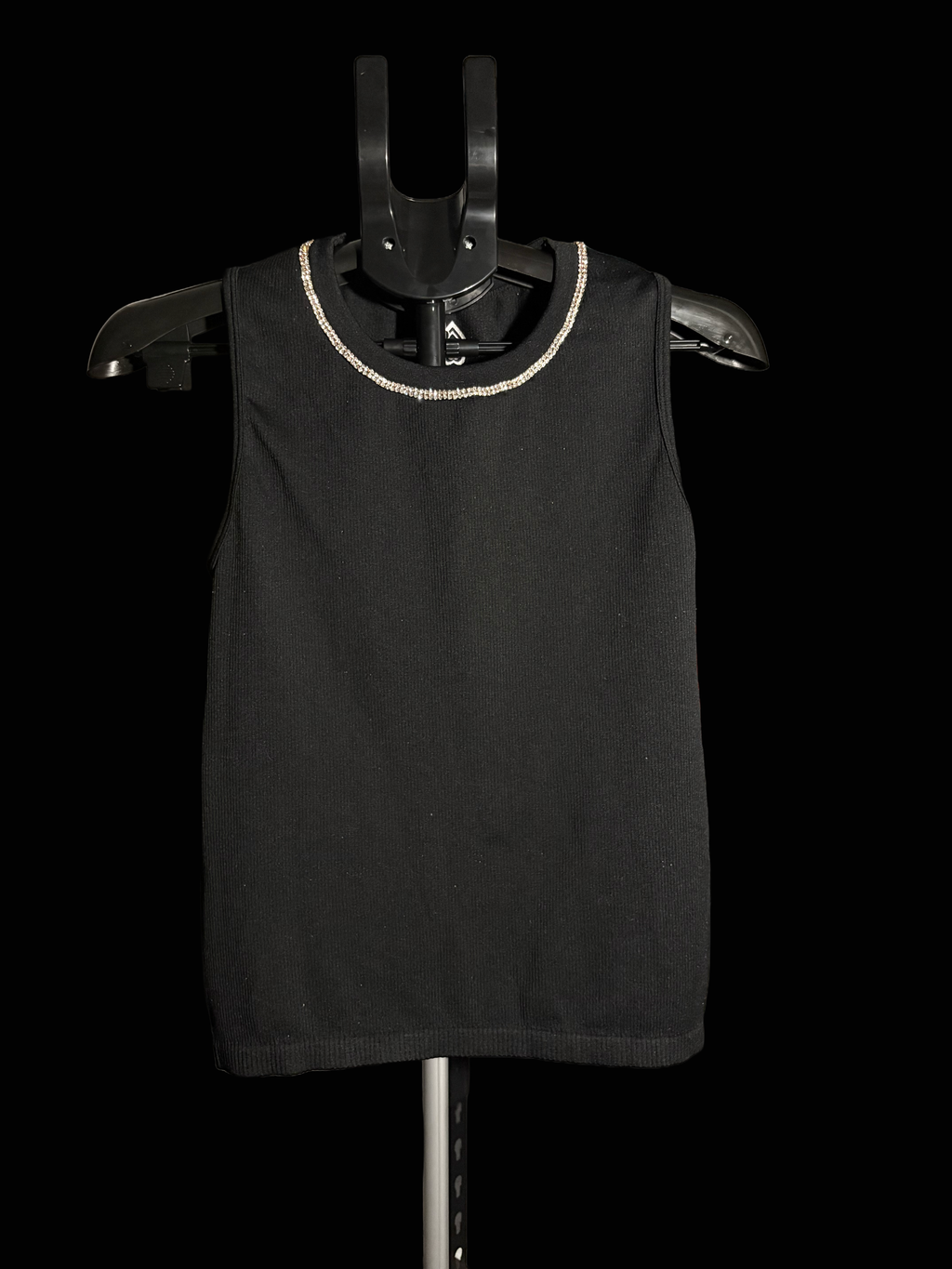 Black tank top with rhinestones ￼
