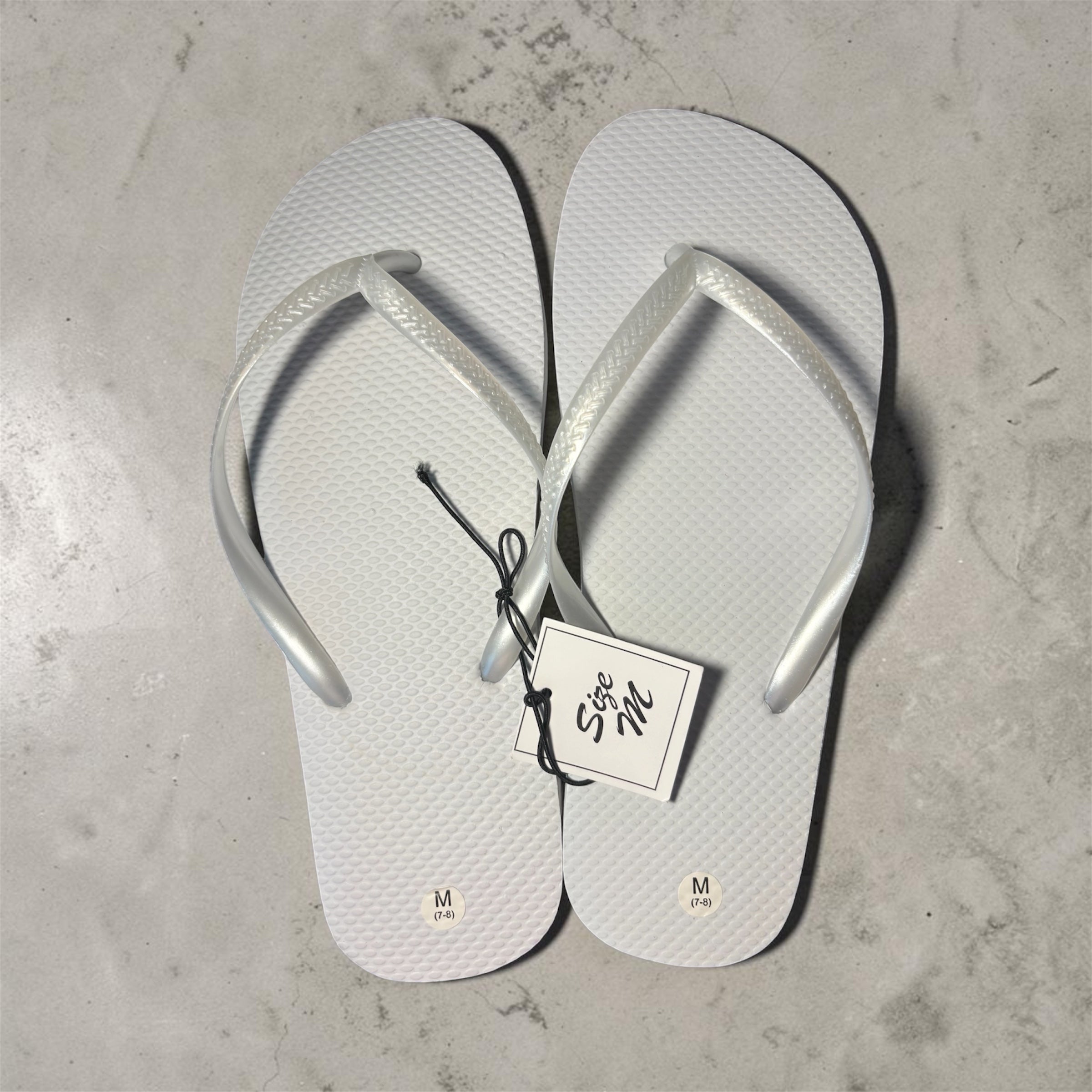 White flip flops size