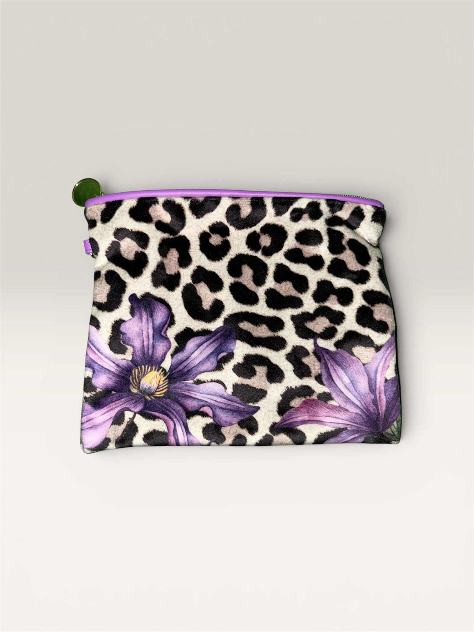 Leopard & Purple Floral Cosmetic Bag