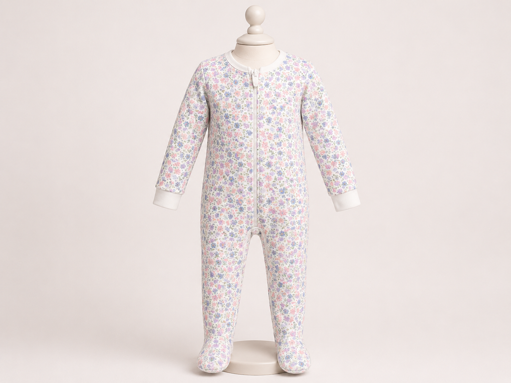 2-Pack Baby Girls Footed Sleepers | Floral & Bird Print Pajamas
