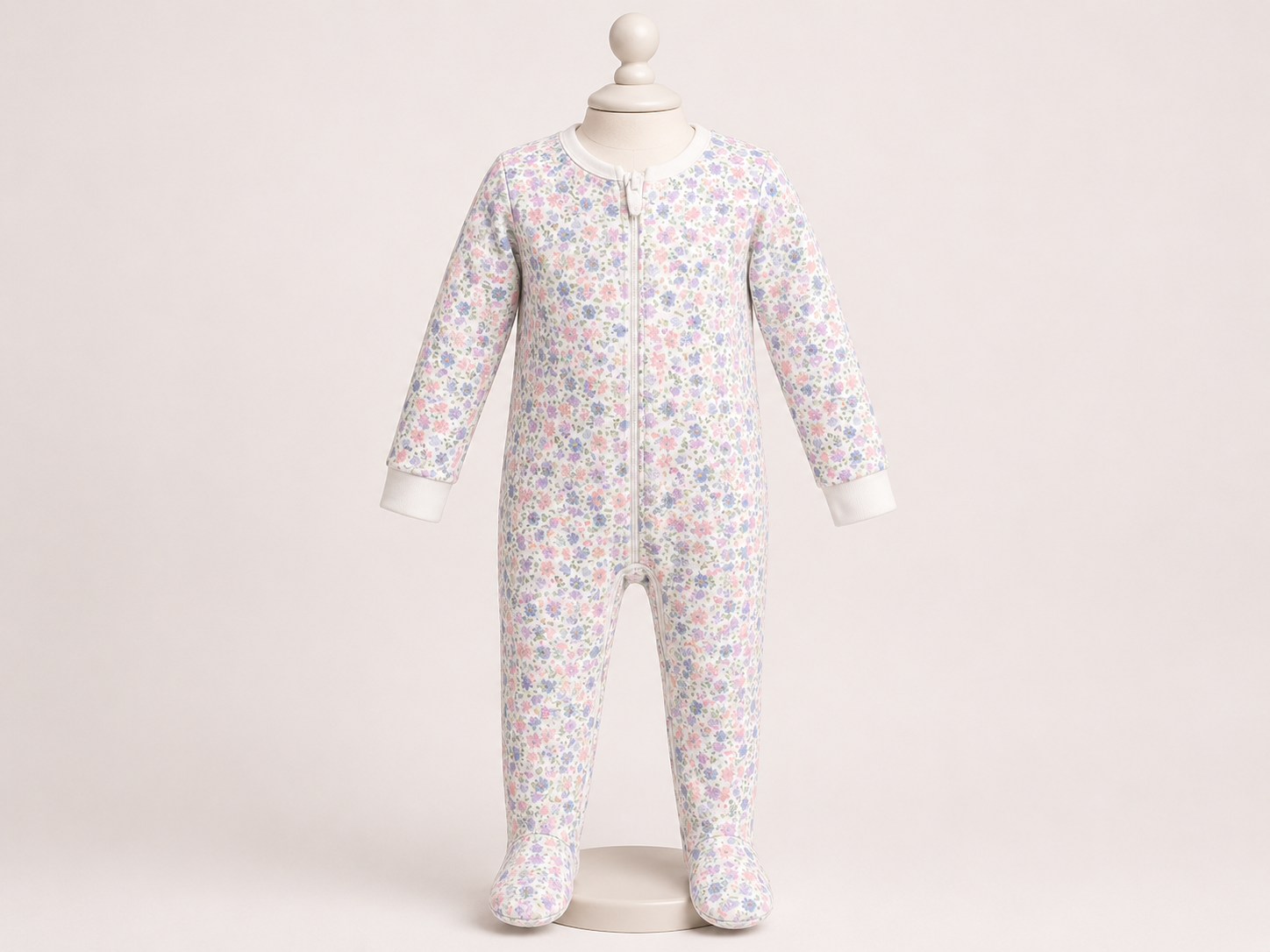2-Pack Baby Girls Footed Sleepers | Floral & Bird Print Pajamas
