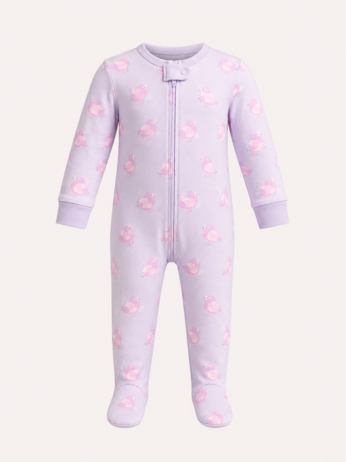 2-Pack Baby Girls Footed Sleepers | Floral & Bird Print Pajamas