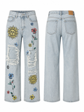 Celestial Garden Distressed Jeans