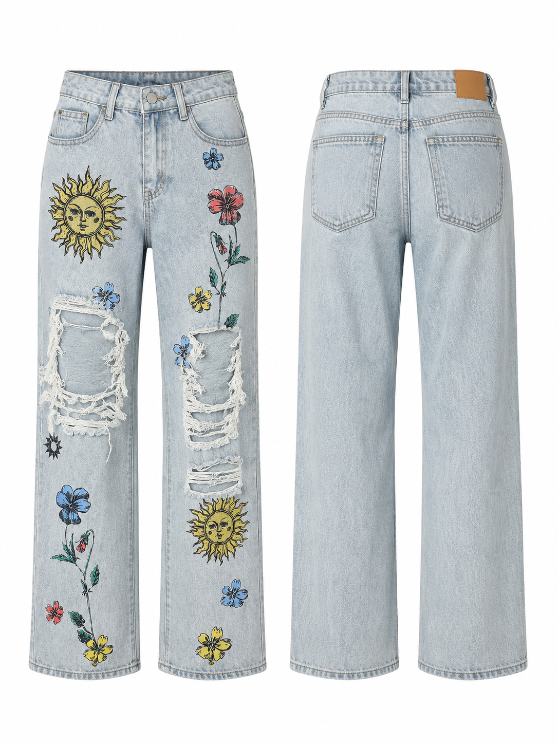 Celestial Garden Distressed Jeans