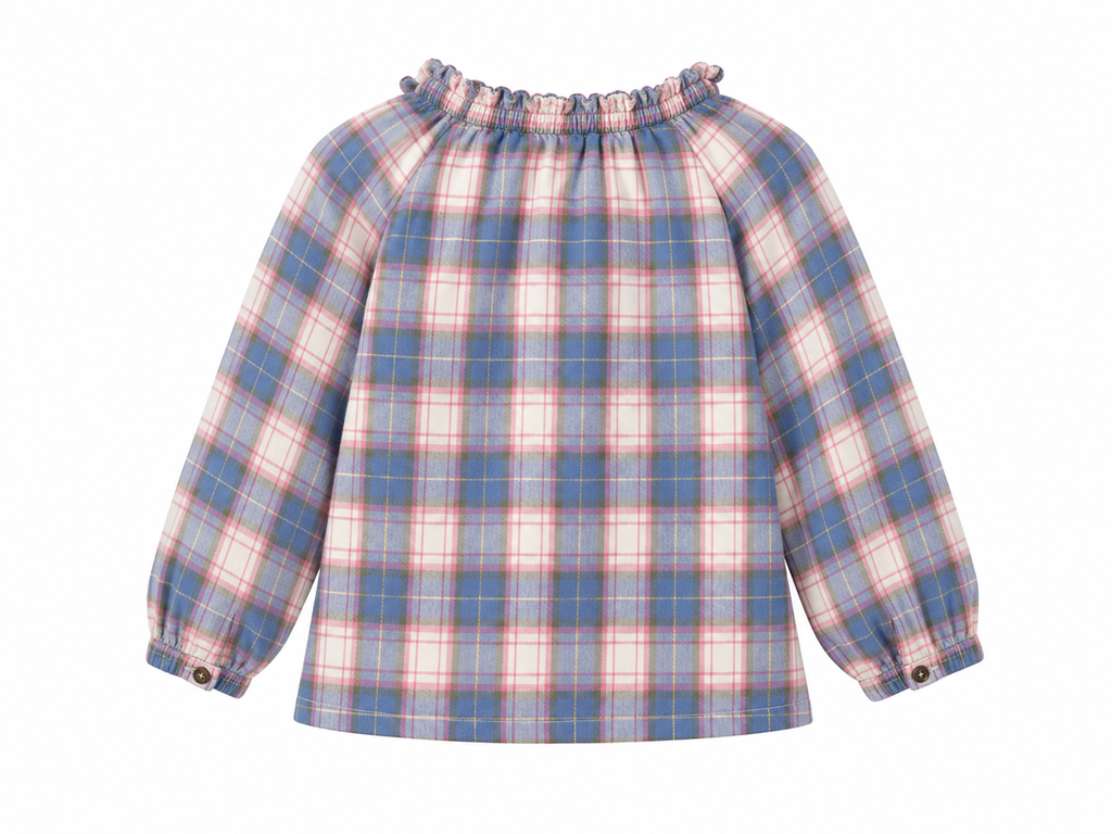 Carter's Plaid Elastic Neck Blouse with Ruffles