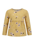 Girls Mustard Yellow Floral Peplum Long Sleeve Top